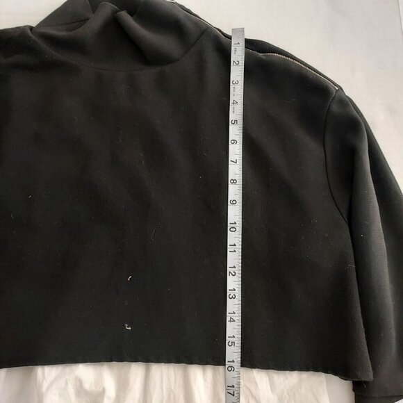 Zara Black/White Mock Neck Shoulder Zip Layered Top Size Medium - Picture 2 of 13
